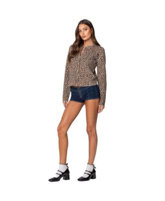 Women's Leopard Printed Knit Cardigan