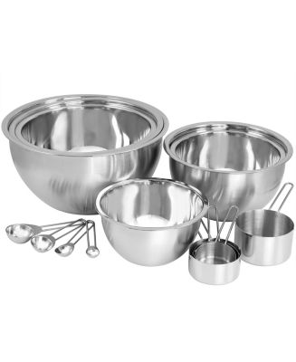 Megachef 14 Piece Stainless Steel Measuring Cup and Spoon Set with Mixing Bowls - Macy's