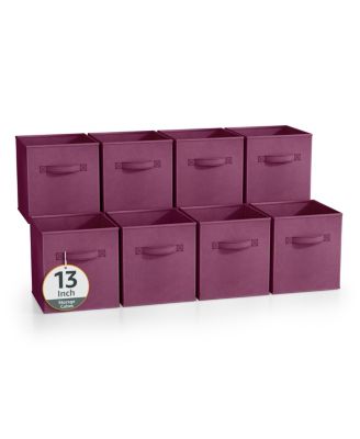 13 Inch 8 Pack Sturdy Collapsible Fabric Storage Cubes with Handle - for Organizing Clothes, Toys, Books,  Shelves & more