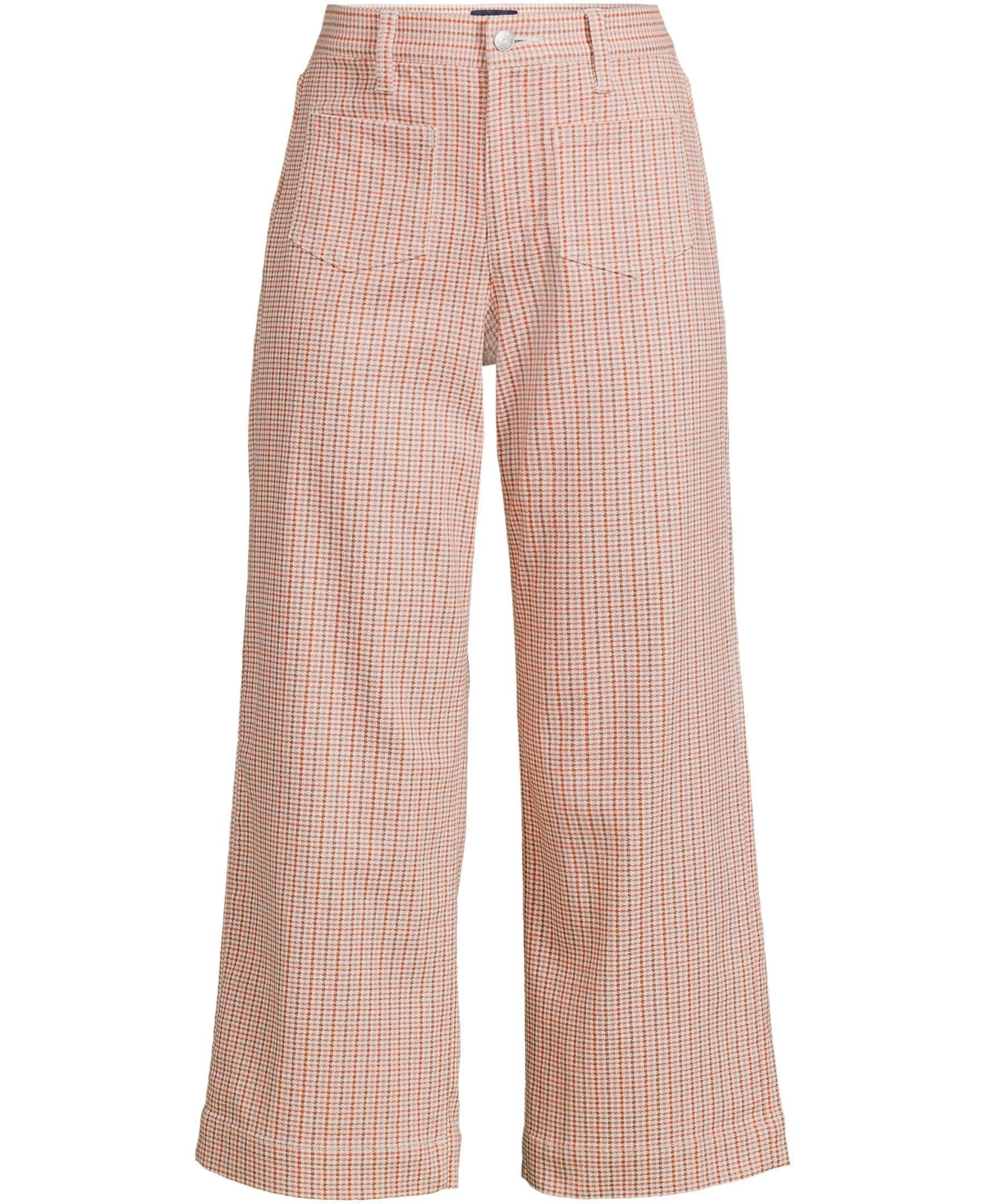 Lands' End Petite Printed Twill High Rise 5 Pocket Wide Leg Crop Pants