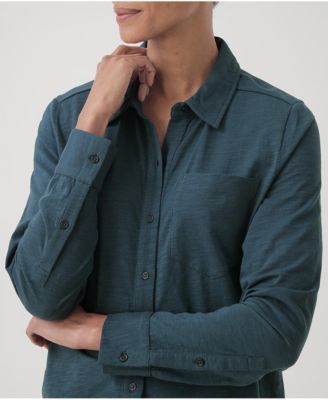 Women's Organic Relaxed Slub Long Sleeve Button Up