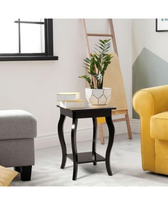 Accent Side Table Sofa End Table Nightstand Coffee Table w/ Storage Shelf Brown