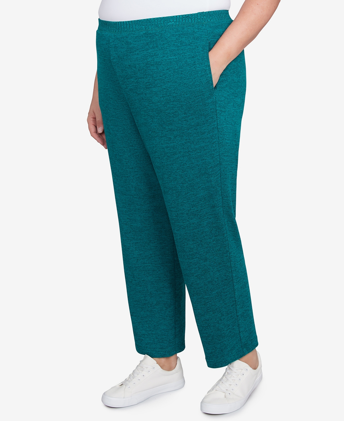 Alfred Dunner Plus Size French Quarter Soft Brushed Knit Short Length Pants In Jade