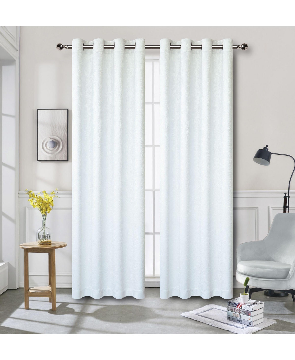 Modern Art Contemporary 2 Pack Light Filtering Grommet Top Curtains - Spice - Gold