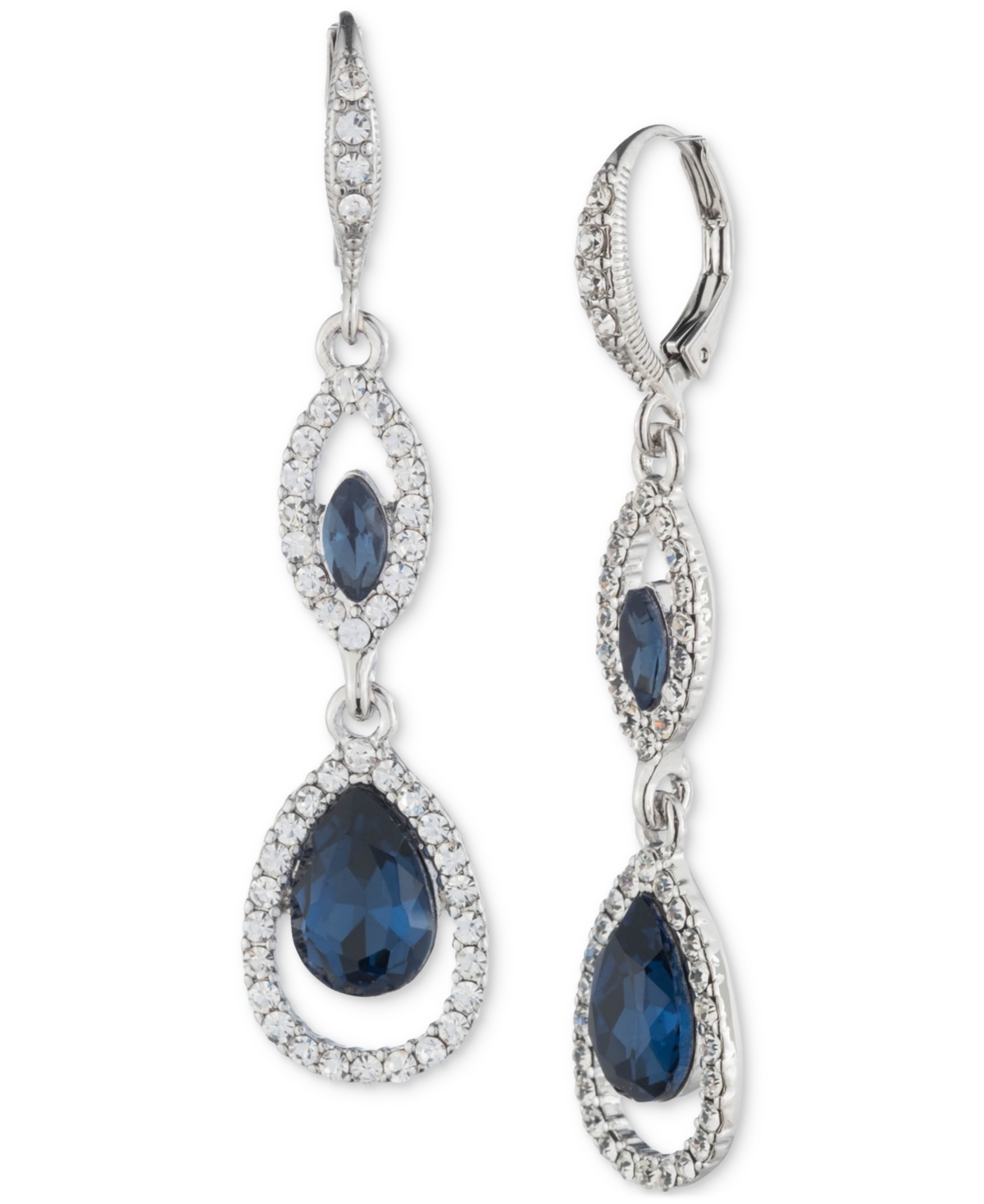 Givenchy Pave & Color Crystal Double Drop Earrings In Navy