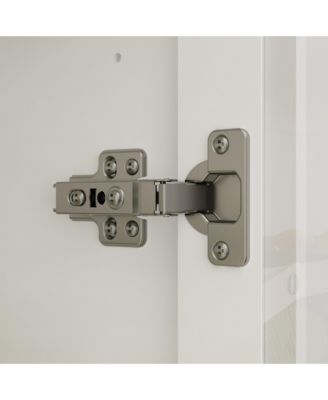 White 10-Shelf Accent Bookcase with Glass Doors, LED Lights