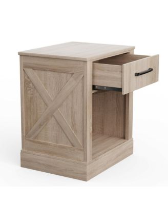 Nightstand with Drawer and Shelf Rustic Wooden Bedside Table Bedroom Brown