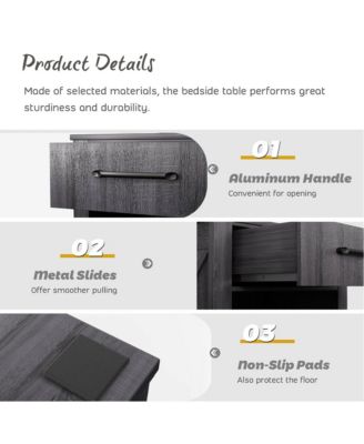 Nightstand with Drawer and Shelf Rustic Wooden Bedside Table Bedroom Brown