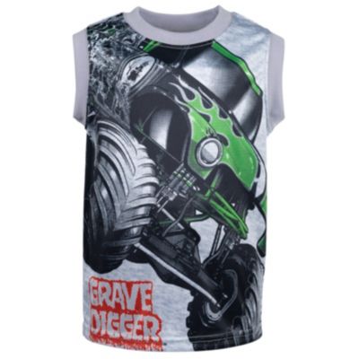 Toddler Boys Grave Digger El Toro Loco Megalodon T-Shirt Tank Top and French Terry Shorts 3 Piece Set to