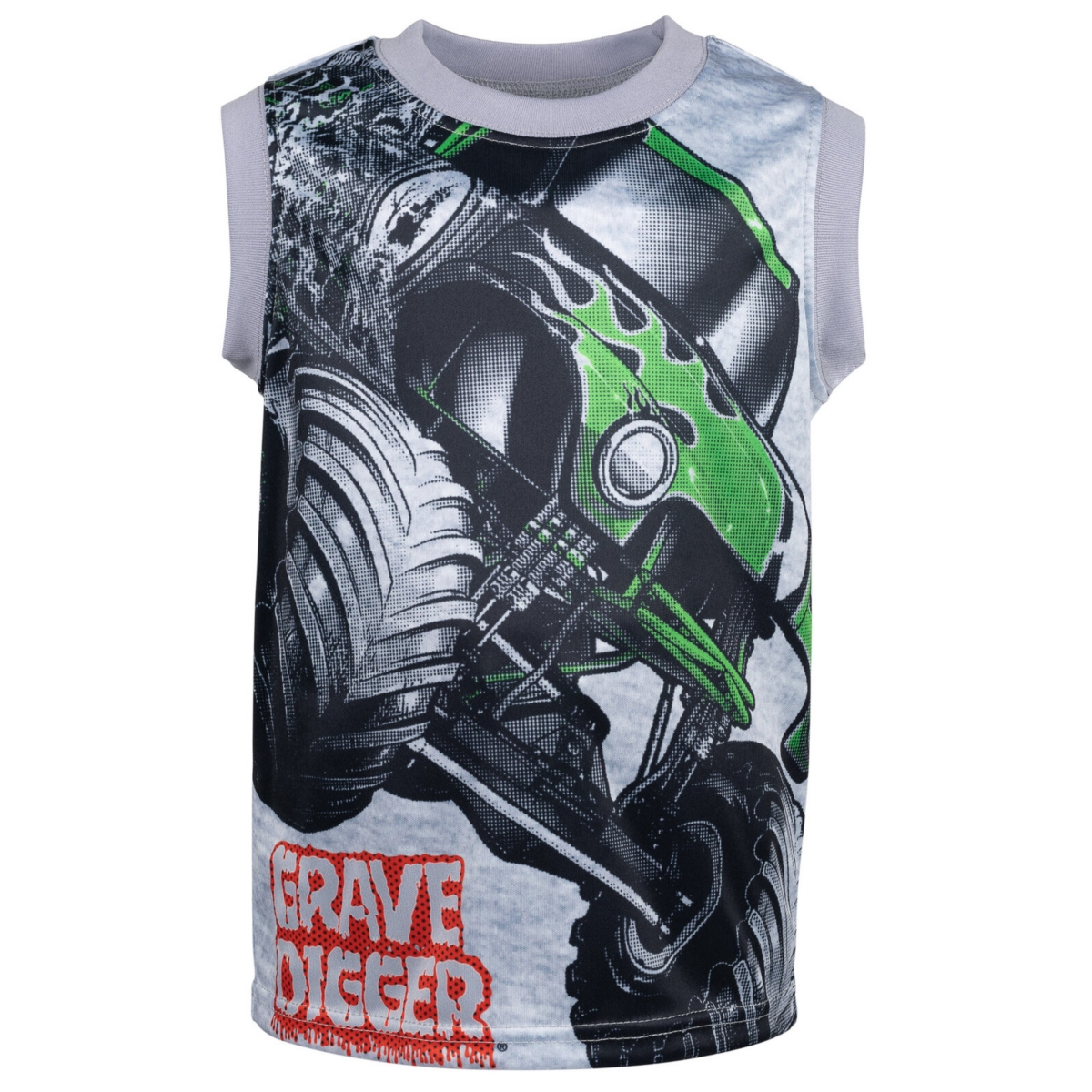 Monster Jam Toddler Boys Grave Digger El Toro Loco Megalodon T-Shirt Tank Top and French Terry Shorts 3 Piece Set to -black