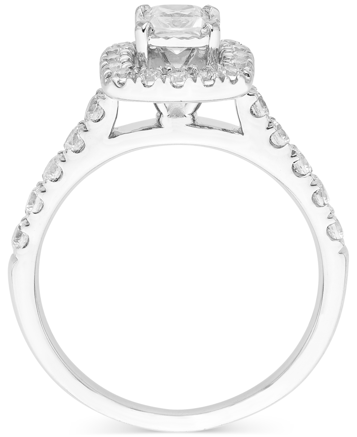 Macy's Diamond Princess-cut Halo Engagement Ring (1 Ct. T.w.) In 14k White Gold In White Gold