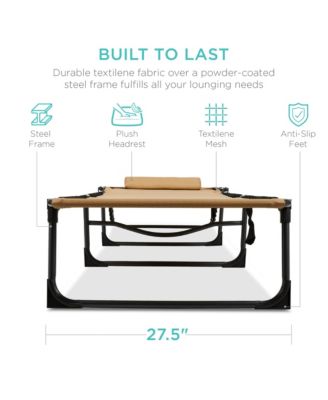 Patio Chaise Lounge Chair, Outdoor Portable Adjustable Pool Recliner w/ Pillow