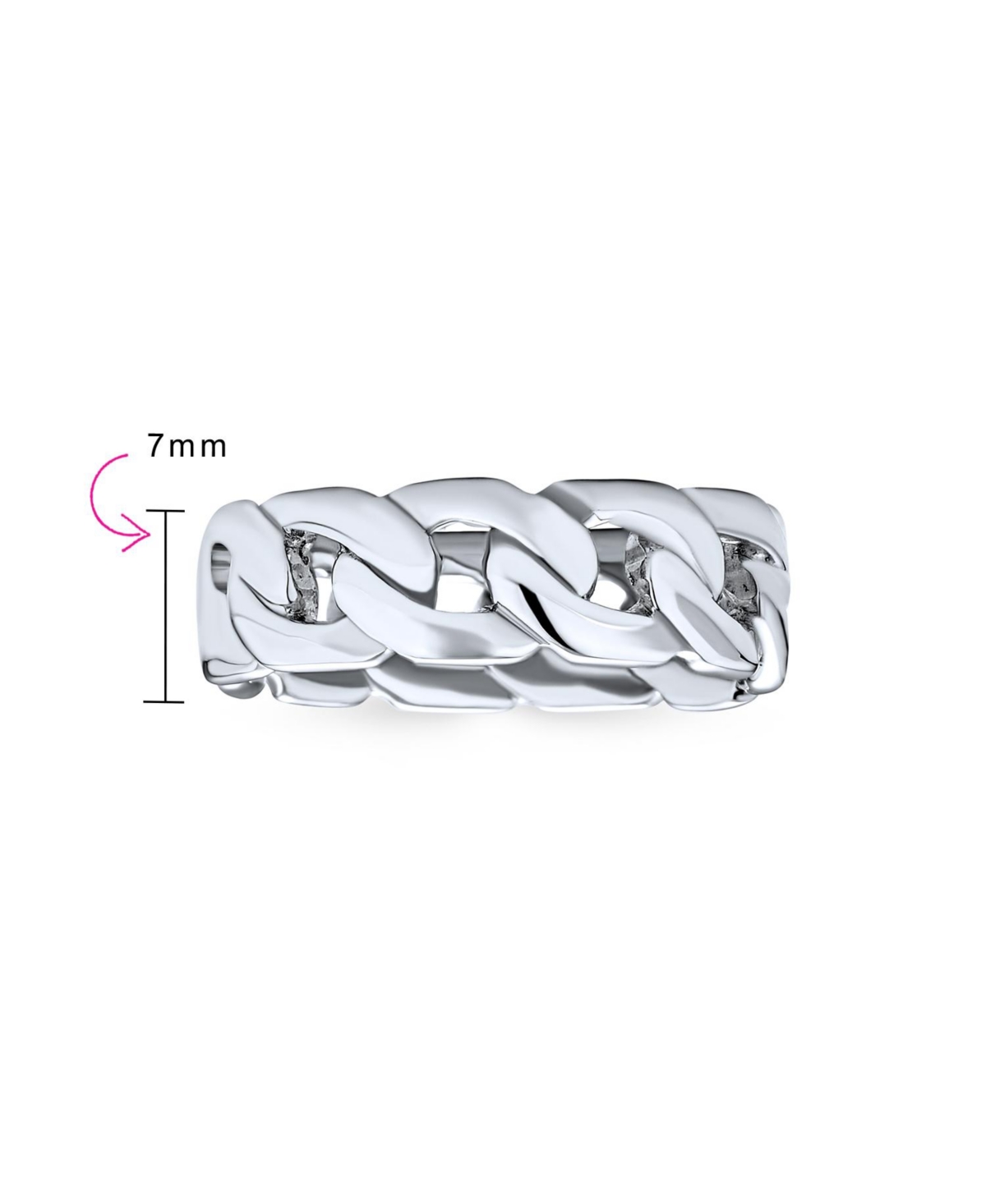 Bling Jewelry Unisex Solid Braided Celtic Eternity Band Knot Cable Cuban Curb Link Chain Rings Bands .925 Sterling Silver 6MM - Silver tone 6mm