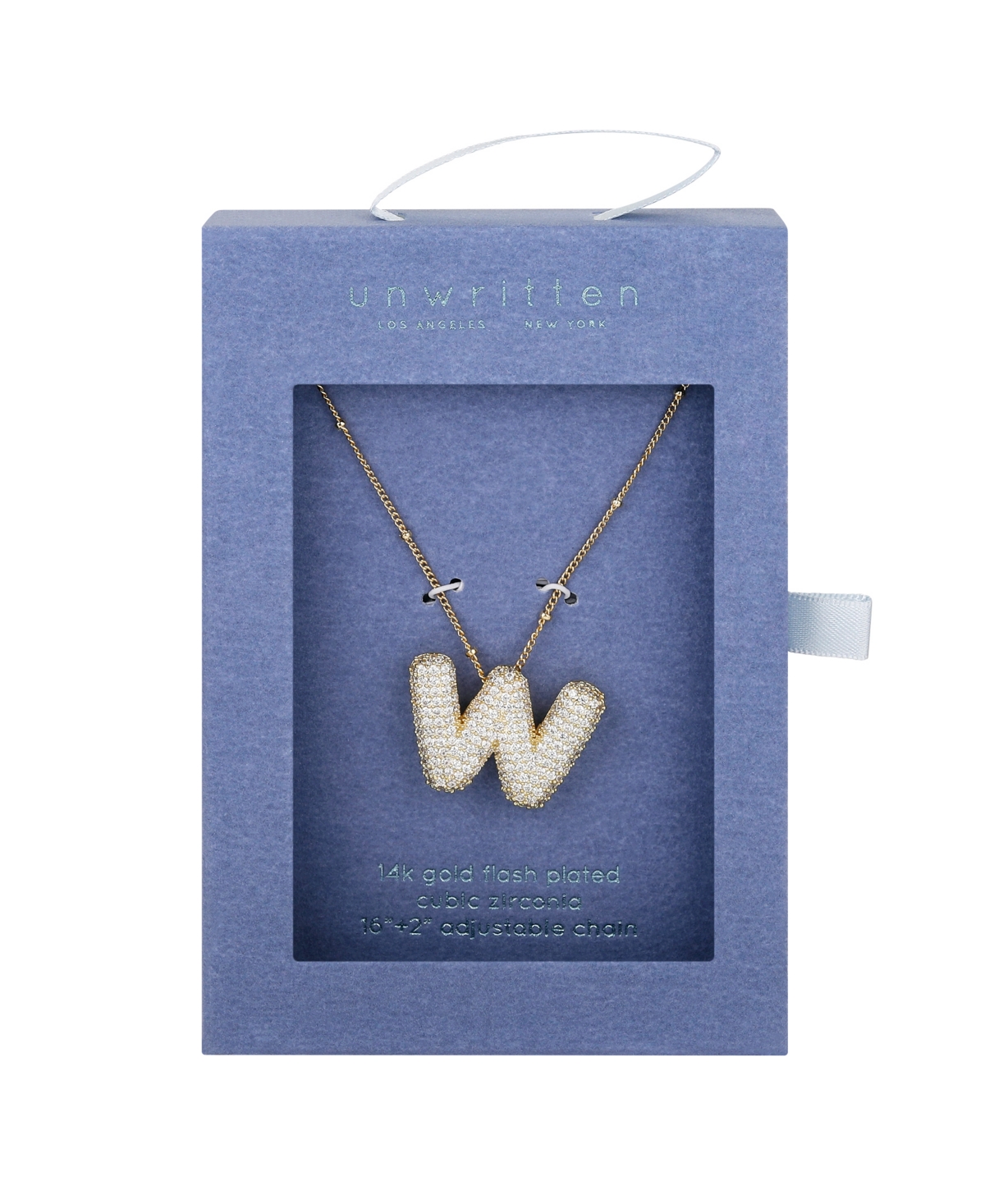 Unwritten Cubic Zirconia Bubble Initial Pendant Necklace In Gold-w
