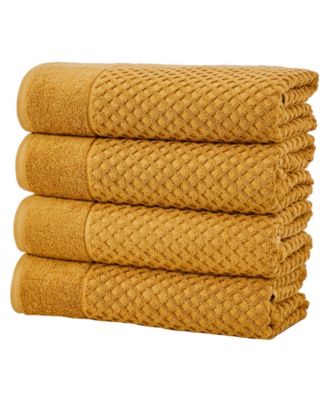 Quick-Drying Cotton Diamond Waffle Textured 4-Piece Bath Towel Set