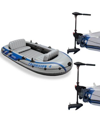 Intex Excursion 4 Inflatable Raft Set w/ 2 Transom Mount 8 Speed ...