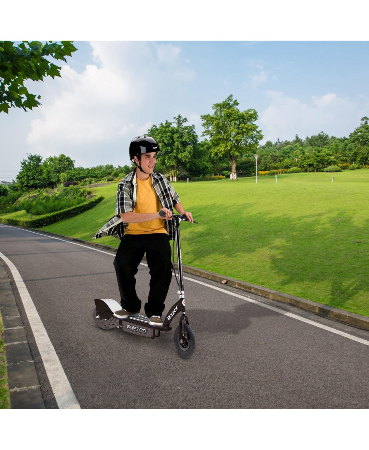 Razor E100 Kids Ride On 24V Motorized Powered Electric Kick Scooter Toy, Black