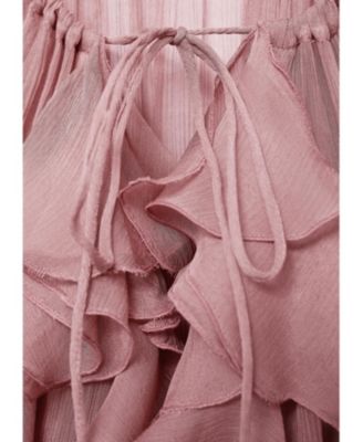 Mango Women's Ruffles Detail Semi-Sheer Chiffon Dress
