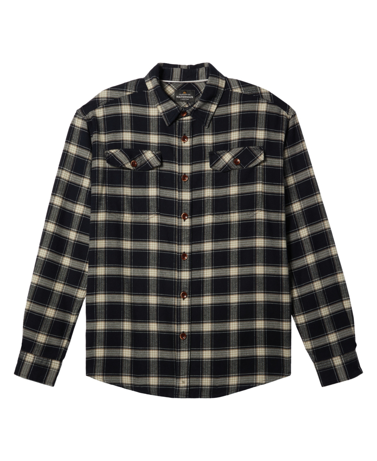 Quiksilver Waterman Men's Sundowner Flannel Long Sleeve Shirt In High Energy Black Reflective