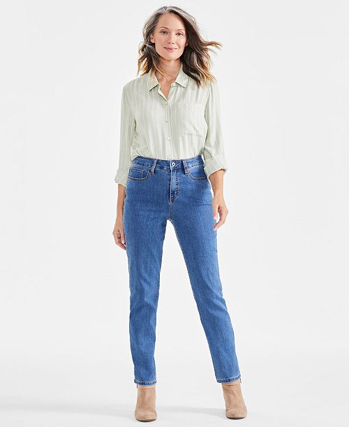 alfani Style & Co Women's High Rise Straight-Leg Jeans Regular Short and Long Lengths Created for Macy's Women's Fashion Shoes & Accessories