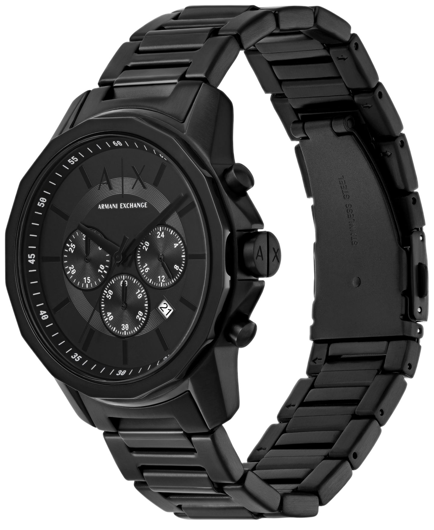 Мужские часы A|X Armani Exchange Quartz Chronograph Black Stainless Steel Watch 44mm — фото 2