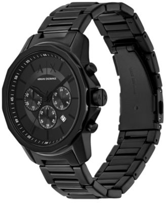 Men's Quartz Chronograph Black Stainless Steel Watch 44mm