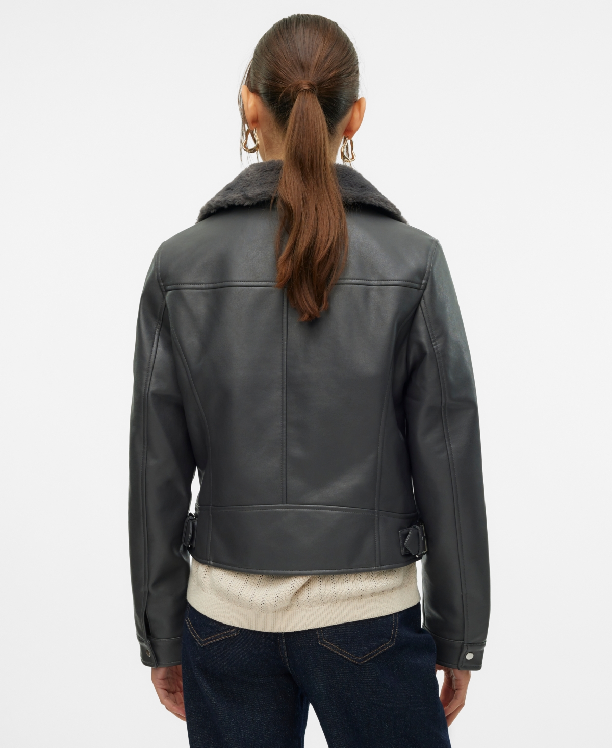 Vero Moda Women's Faux-Leather Long-Sleeve Jacket