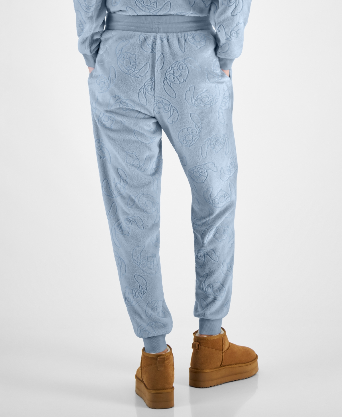 Disney Juniors Stitch Embossed Velour Sweatshirt Jogger Pants In Nantucket Breeze