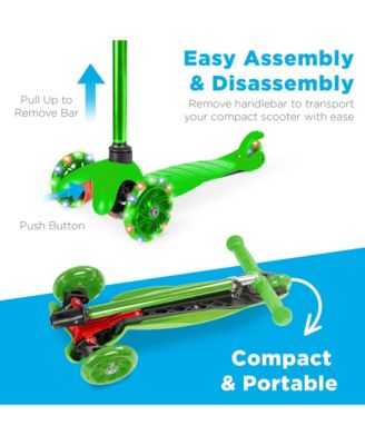 Kids Mini Kick Scooter Toy w/ Light-Up Wheels and Height Adjustable T-Bar