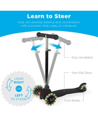 Kids Mini Kick Scooter Toy w/ Light-Up Wheels and Height Adjustable T-Bar