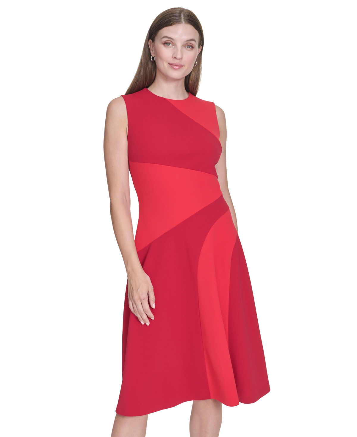 Halston Women's Colorblocked Fit & Flare Dress