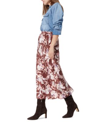 Women's Gracie Printed Satin Midi Skirt