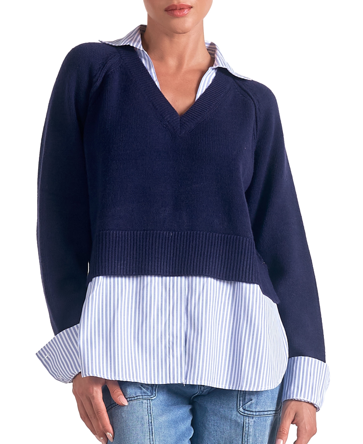 Elan Women's Long-Sleeve Layered-Look Sweater