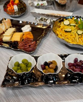 Gold-Silver Tone Coast 4 Piece Set Tray and Condiment Bowls