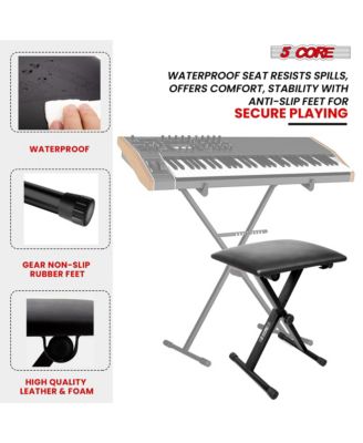 Keyboard Bench 2" Padded Cushioned Piano Stool Height Adjustable Guitar Seat Folding Portable - KBB 02 BLK