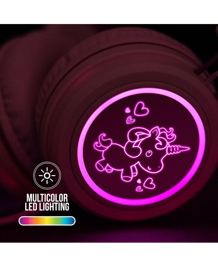 MEE audio KidJamz KJ55 Safe Listening USB-C Headphones for Kids w/ LED Lights - Pink