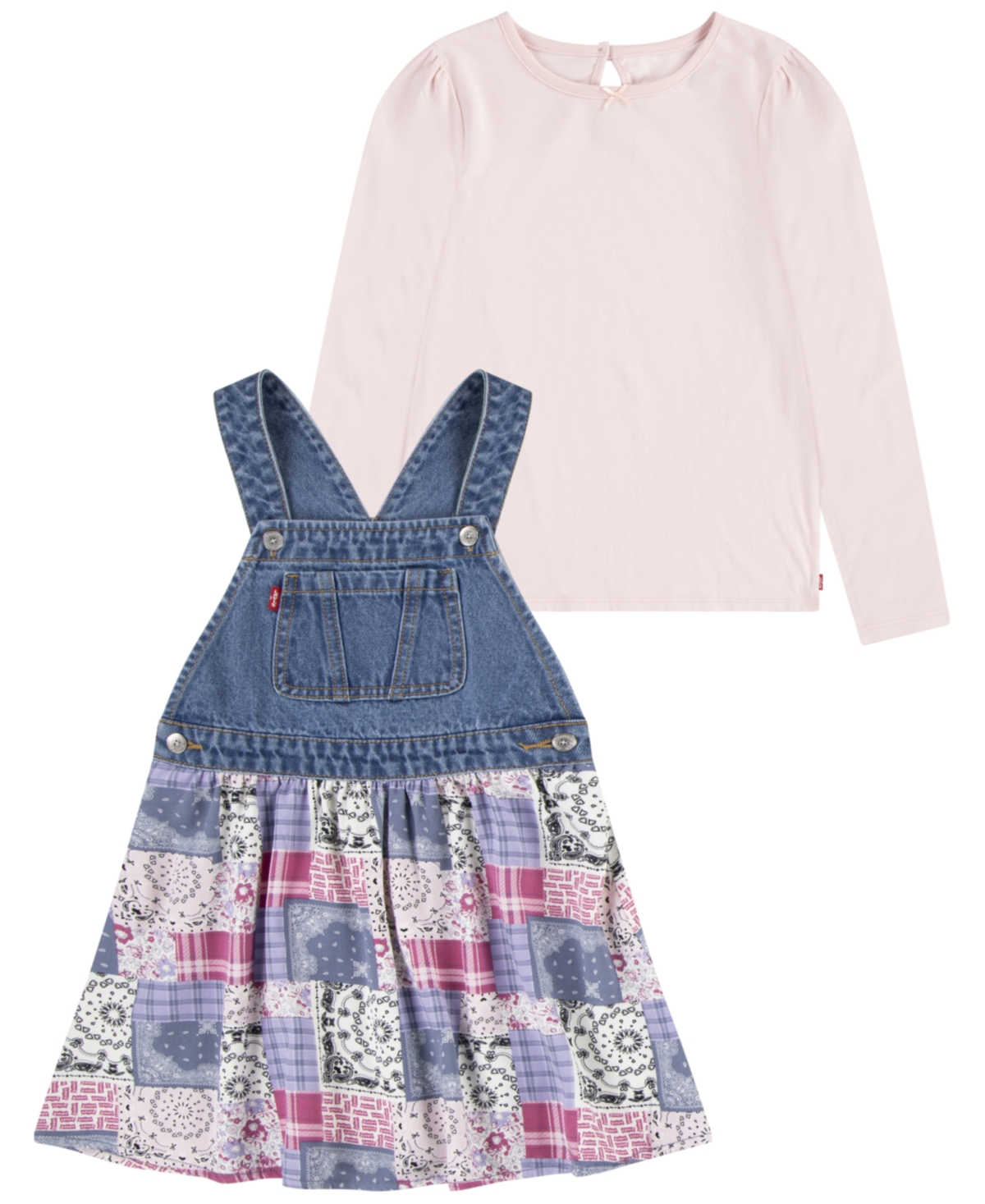 LEVI'S LITTLE GIRLS PRINTED SKIRTALL AND TEE, 2-PIECE SET 