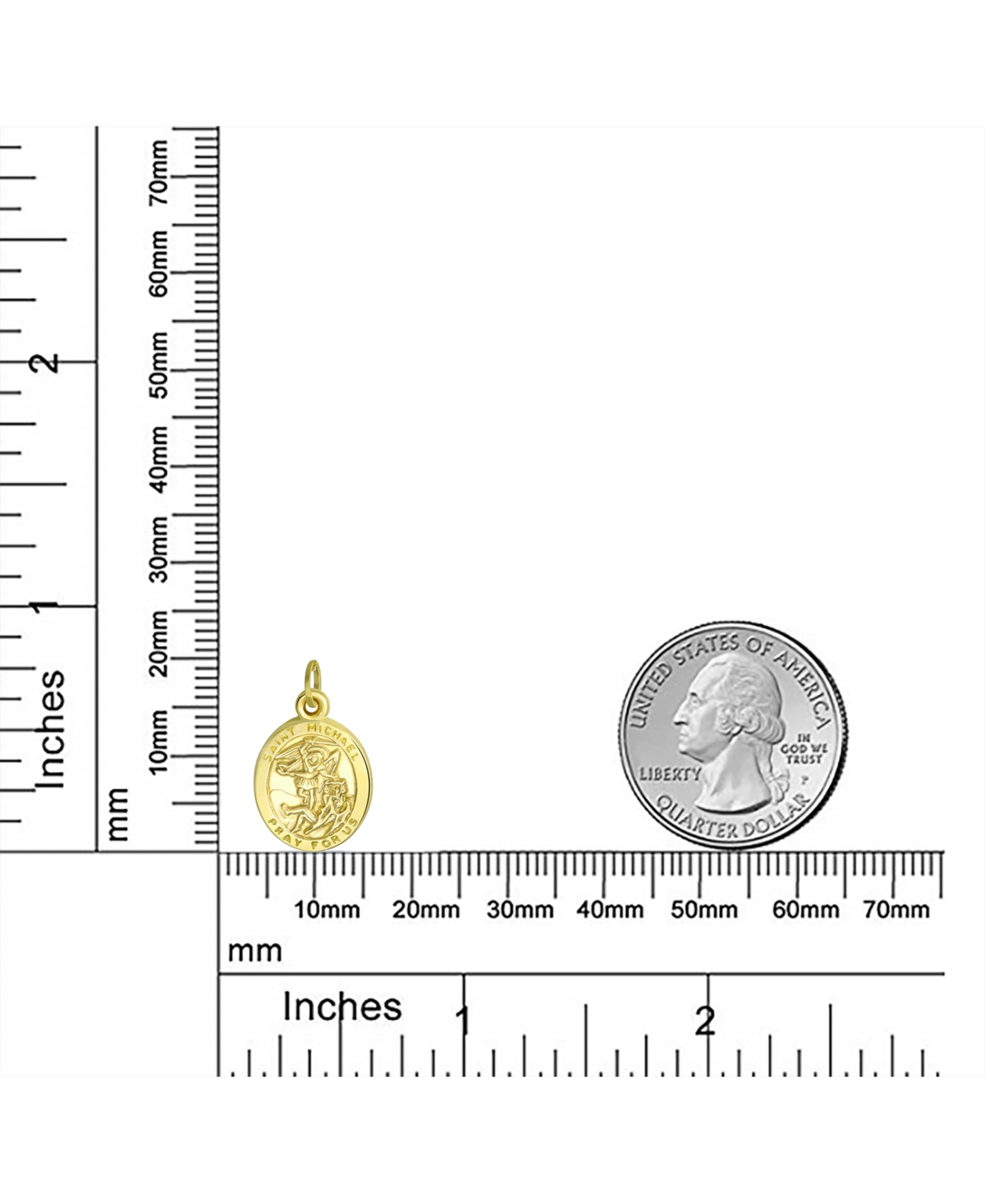 Bling Jewelry Yellow 14KArchangel For Protection Religious Medallion Saint Michael Metal Pendant Necklace For Men For Women No Chain - Gold