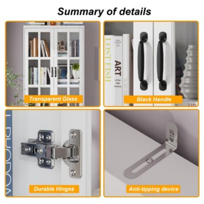 White Wooden 6 Shelves Standard Bookcase, Storage Cabinet