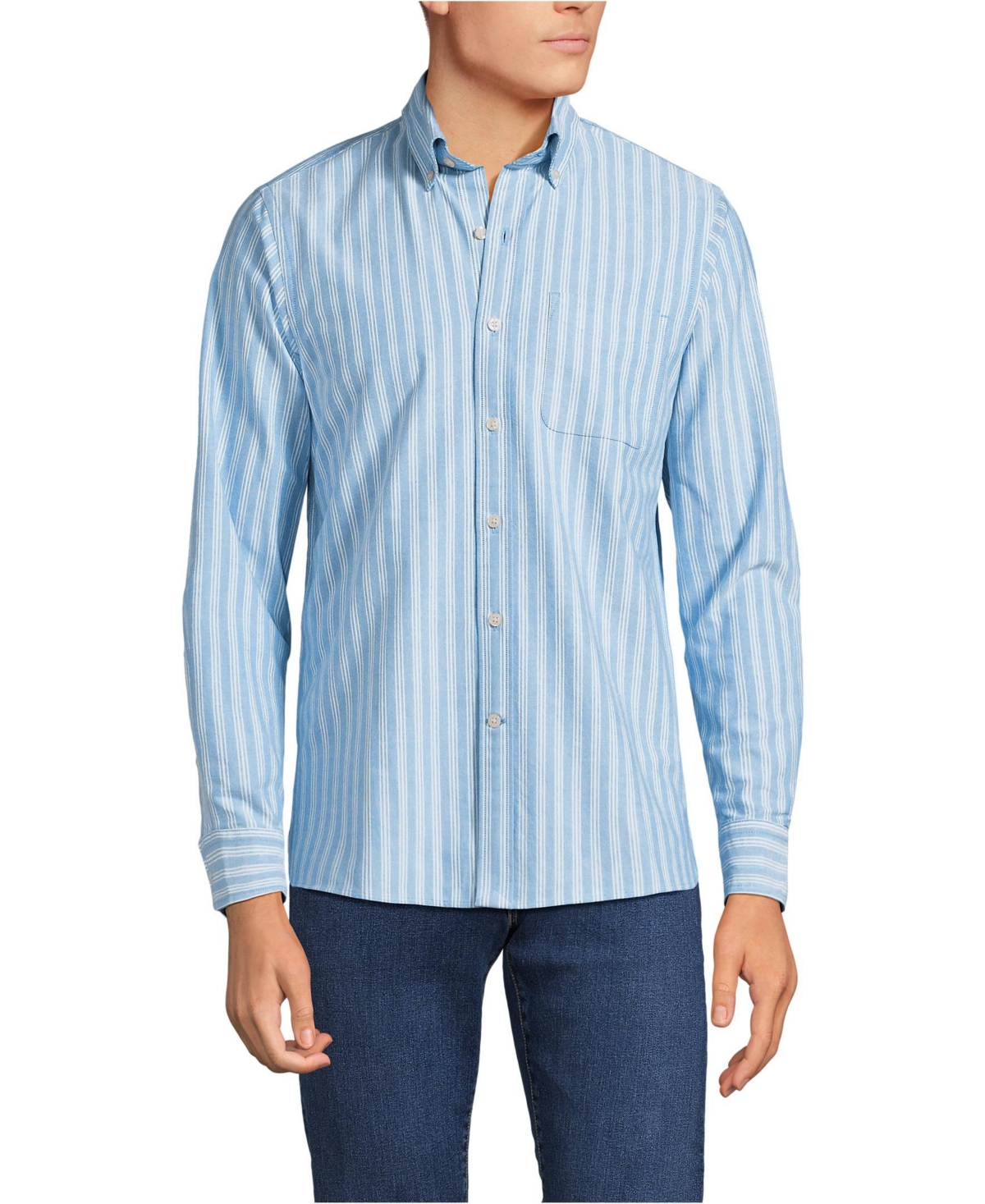 Lands' End Men's Tailored Fit Long Sleeve Sail Rigger Oxford Shirt
