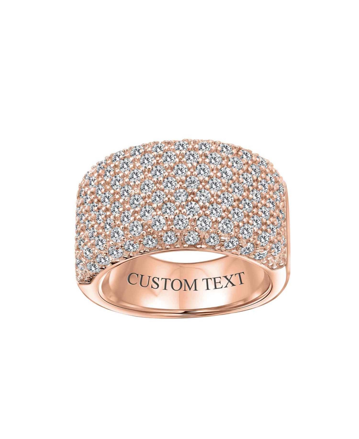 Bling Jewelry Micro Pave Cubic Zirconia Cocktail Wide Cz Pave Statement 1/2 Eternity Band Ring For WomenGold Plated .925 Sterling Silver - Rose