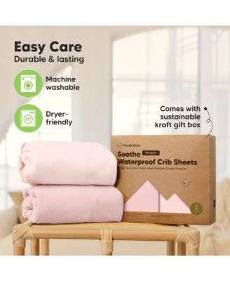 2pk Soothe Waterproof Fitted Crib Sheets for Girl, Boy, 100% Soft Cotton Crib Mattress Protector Sheet