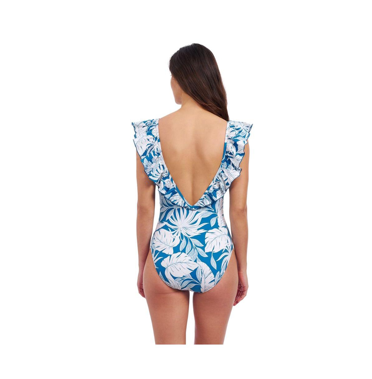 Profile by Gottex Women's Malaya Ruffle V Neck Deep Plunge One Piece