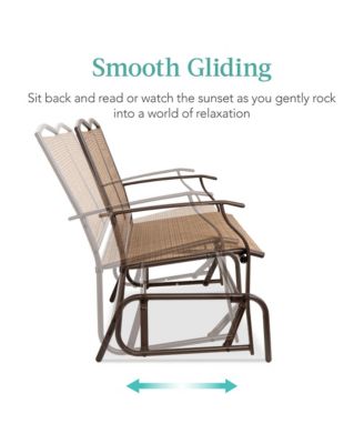 2-Person Outdoor Swing Glider, Steel Patio Loveseat, Bench Rocker w/ Armrests