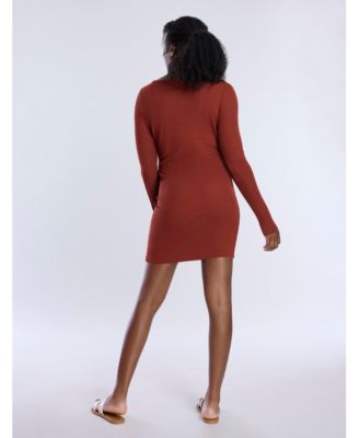 Maternity Crew Neck Rib Knit Long Sleeve Mini Dress - Motherhood