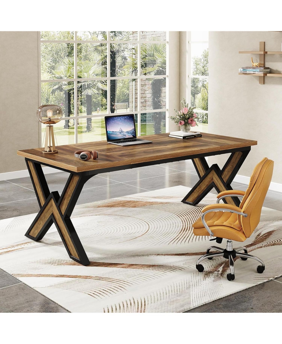 Tribesigns 63 Inches Office Desk, Modern Executive Computer Desk with Thickened Frame and Board, Executive Office Desk Workstation Business Offi