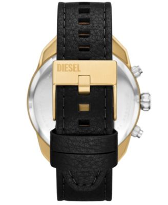 Men's Spiked Quartz Chronograph Black Leather 49mm