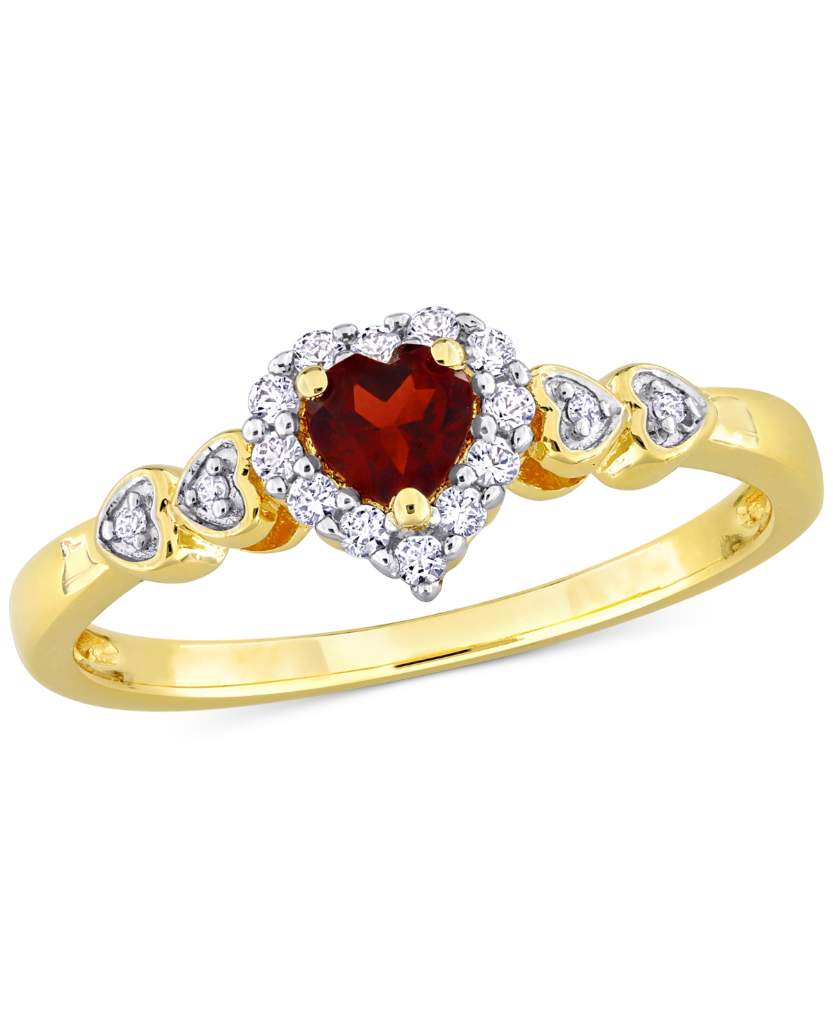 Lab-Grown Blue Sapphire (1/4 ct. t.w.), Lab-Grown White Sapphire (1/8 ct. t.w.), & Diamond Accent Heart Ring in Sterling Silver