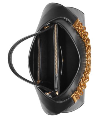 Plandome Chain Top Handle Leather Satchel