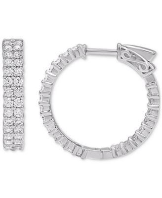 Macy's - Diamond Double Row Hoop Earrings (2 ct. t.w.) in 14k White Gold